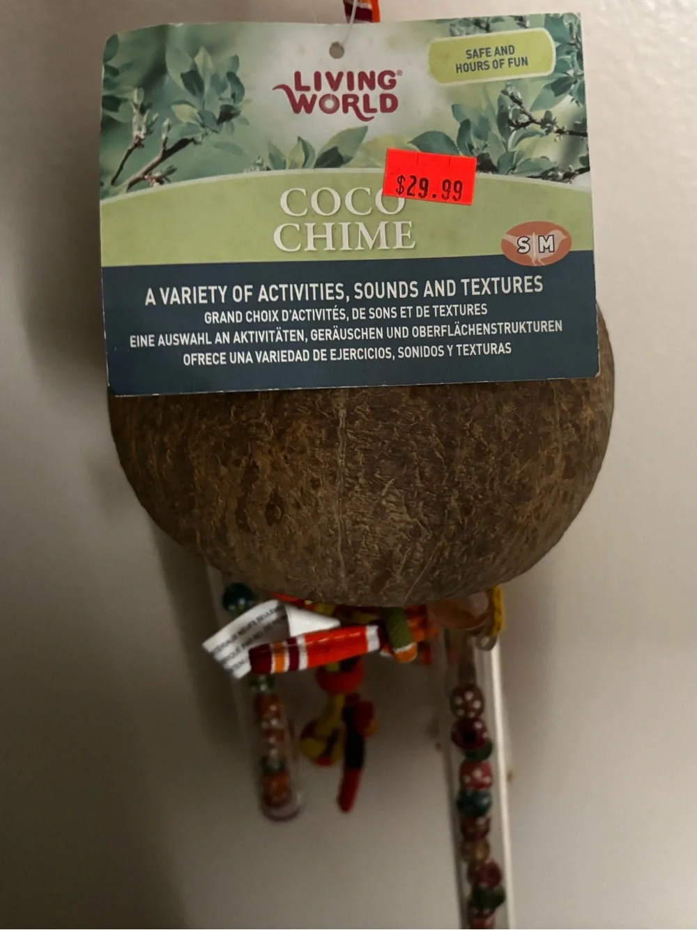 Living World Coconut Shell Hanging Large Bird Toy Coco Chime